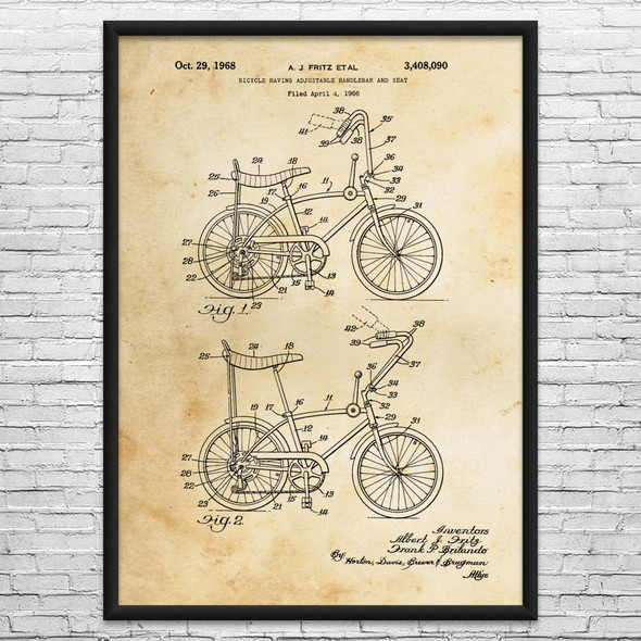 Coaster Bike Patent Wall Art
