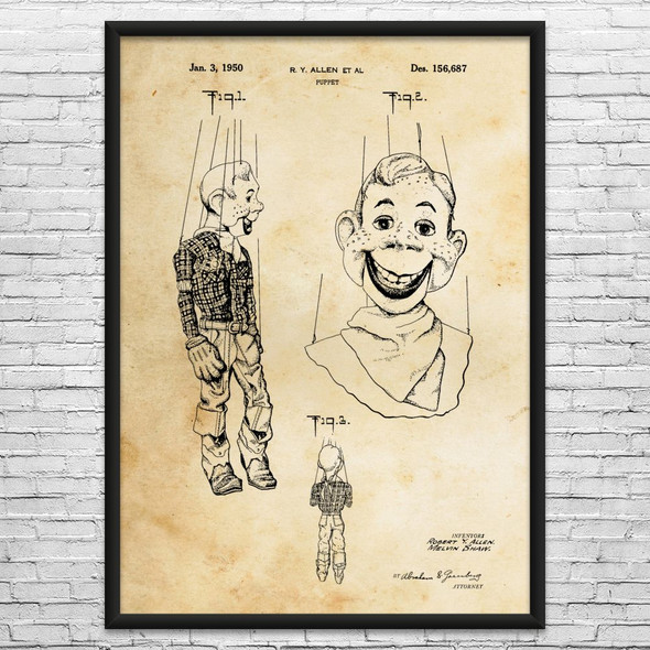 Howdy Doody Puppet Patent Wall Art