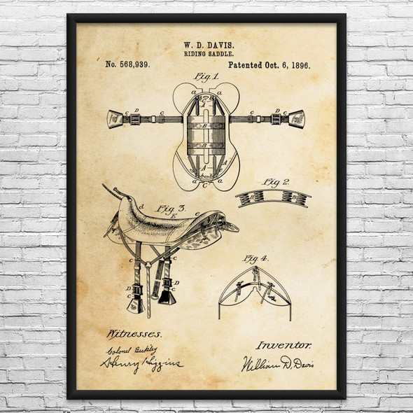 Horse Saddle Patent Wall Art