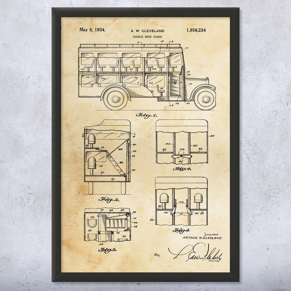 Double Deck Coach Patent Wall Art