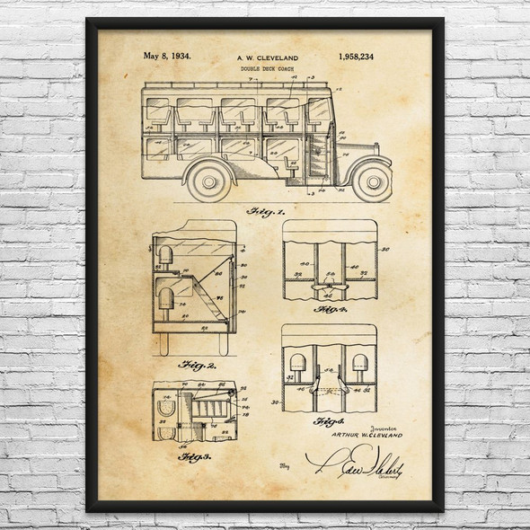 Double Deck Coach Patent Wall Art