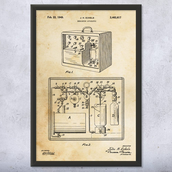 Embalming Machine Patent Wall Art