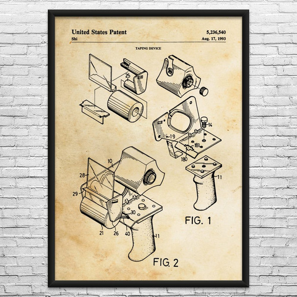 Tape Gun Patent Wall Art
