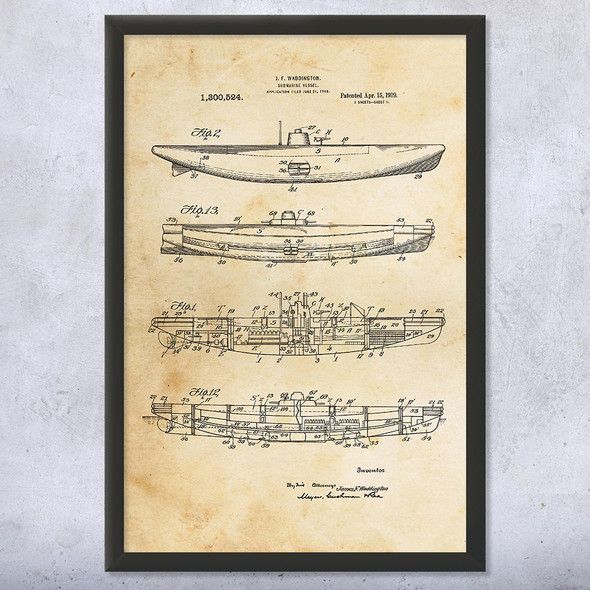 Submarine Boat Patent Wall Art
