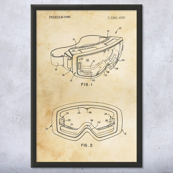 Ski Goggles Patent Wall Art