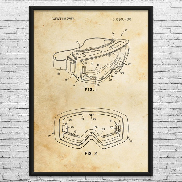 Ski Goggles Patent Wall Art