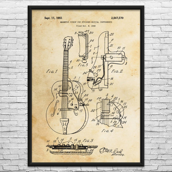 Guitar Pickup Patent Wall Art
