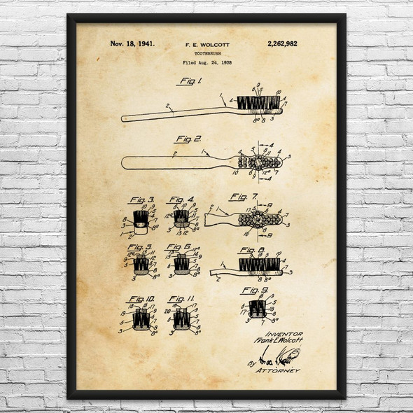 Toothbrush Patent Wall Art