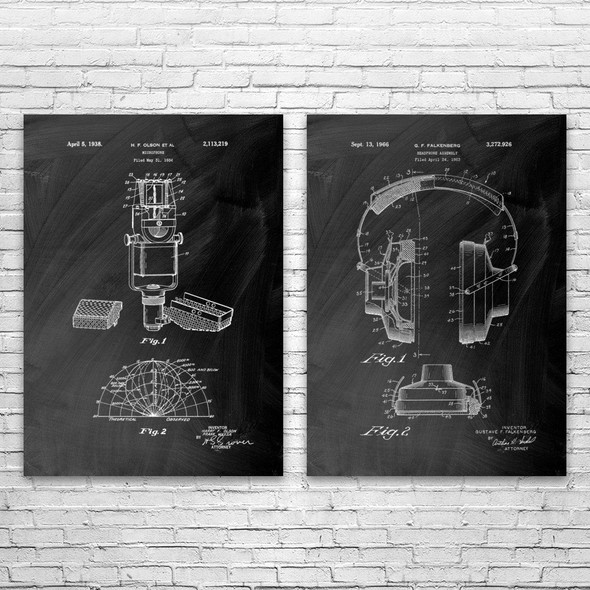 Recording Studio Patent Wall Art Set of 2