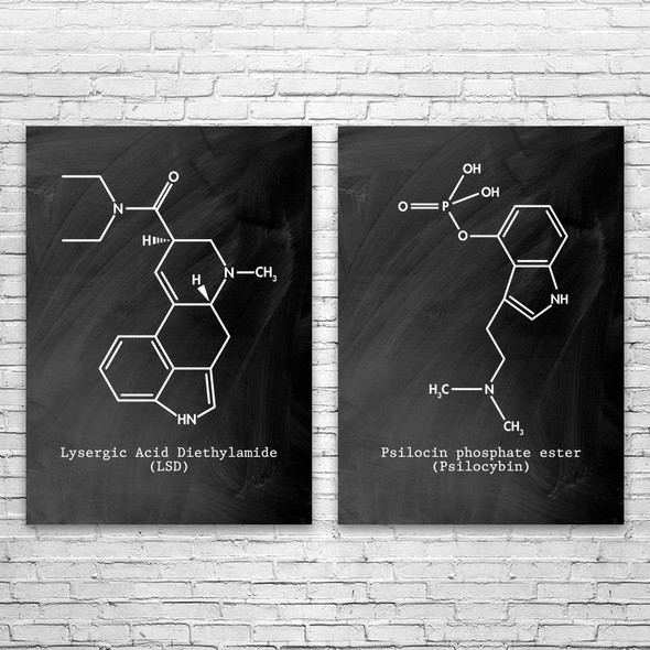 Psychedelic Molecule Wall Art Set of 2