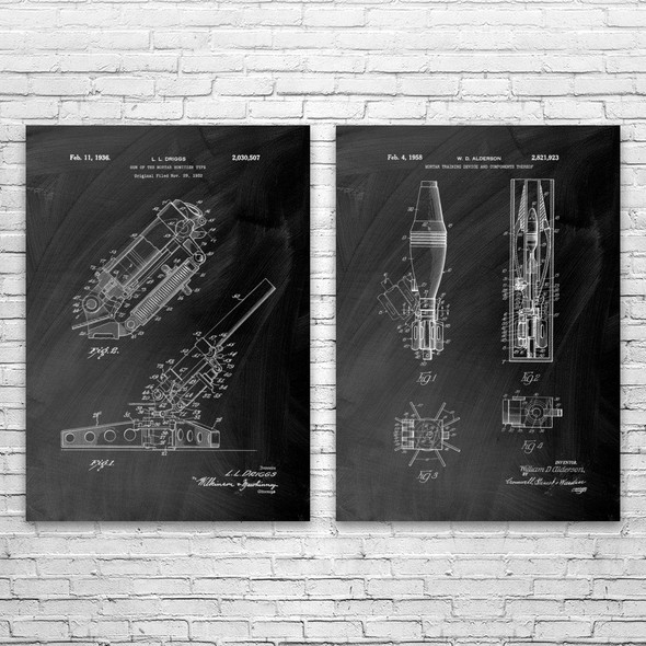 Artillery Patent Wall Art Set of 2