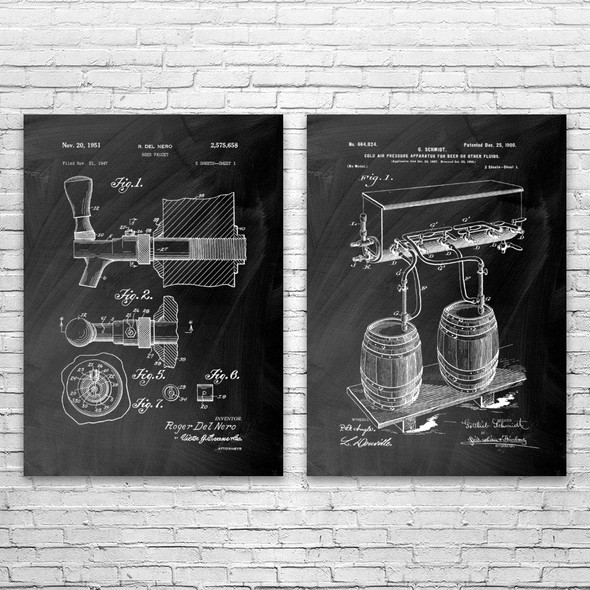 Beer Patent Wall Art Set of 2