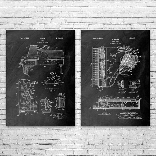 Piano Patent Wall Art Set of 2