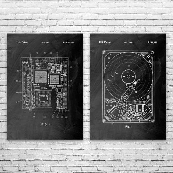 Computer Hardware Patent Wall Art Set of 2