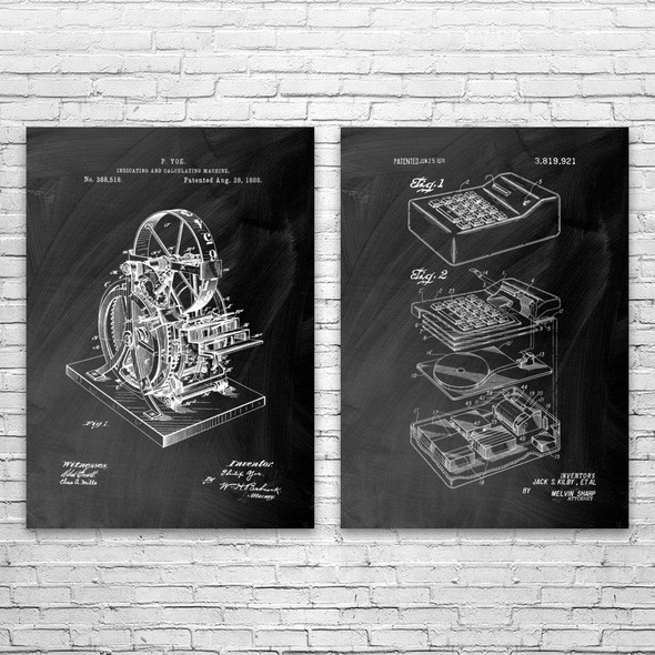 Calculator Patent Wall Art Set of 2 Calculator Patent Wall Art Set of 2