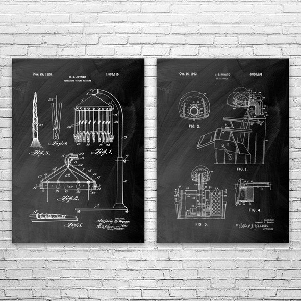Beauty Salon Patent Wall Art Set of 2