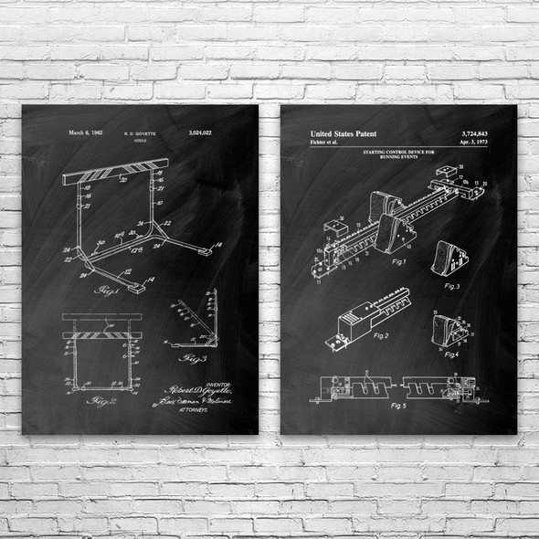 Track & Field Patent Wall Art Set of 2
