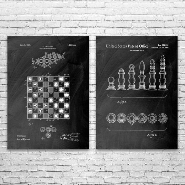 Chess Patent Wall Art Set of 2