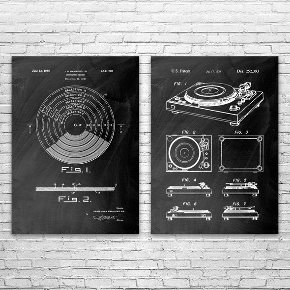 DJ Equipment Patent Wall Art Set of 2