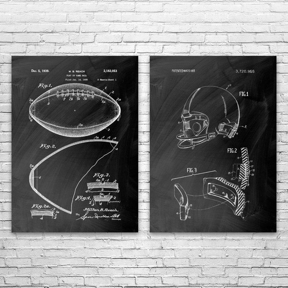 Football Patent Wall Art Set of 2