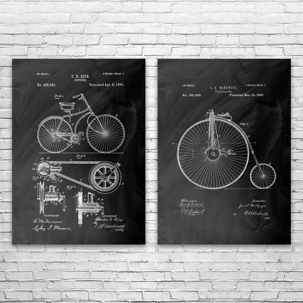 Bicycle Patent Wall Art Set of 2 Bicycle Patent Wall Art Set of 2