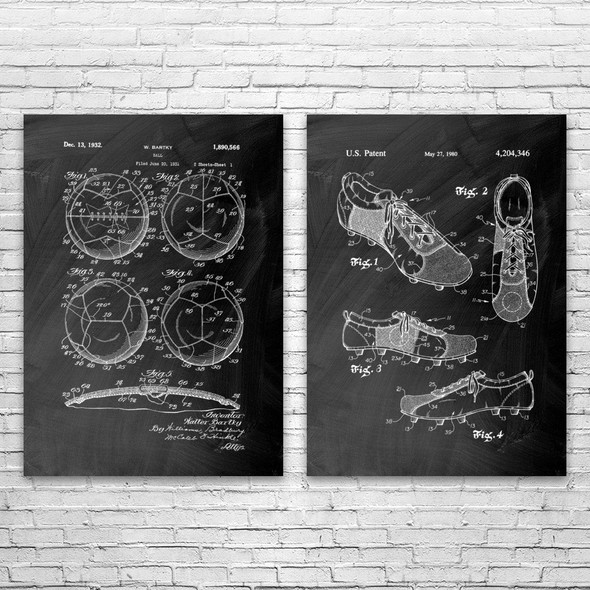 Soccer Patent Wall Art Set of 2 Soccer Patent Wall Art Set of 2