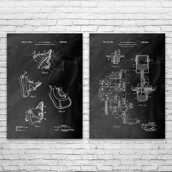 Anesthesia Patent Wall Art Set of 2 Anesthesia Patent Wall Art Set of 2