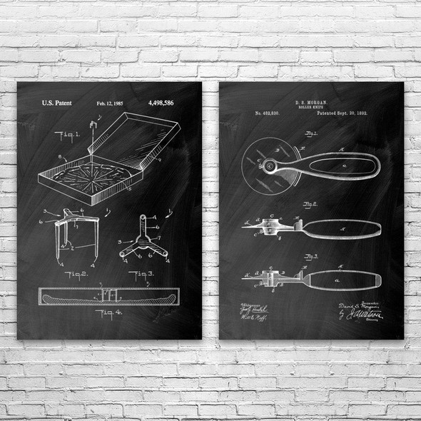 Pizza Patent Wall Art Set of 2 Pizza Patent Wall Art Set of 2