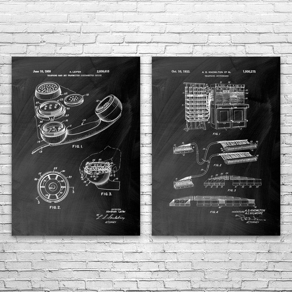 Telephone Patent Wall Art Set of 2 Telephone Patent Wall Art Set of 2
