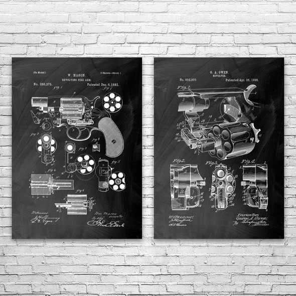 Revolver Patent Wall Art Set of 2