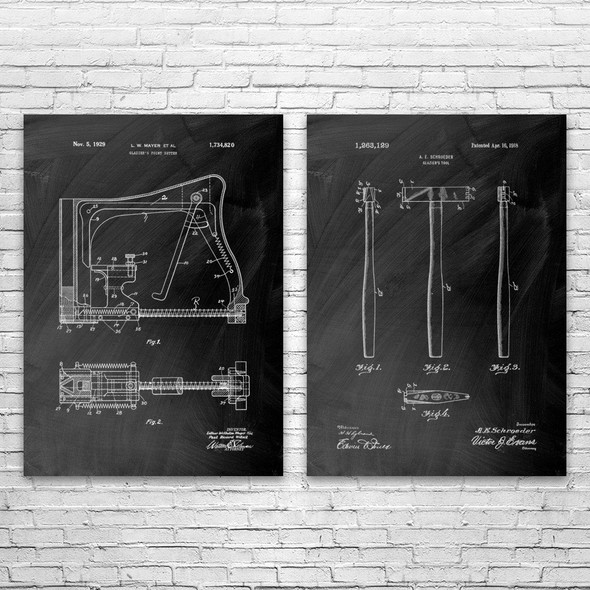 Glass Working Patent Wall Art Set of 2