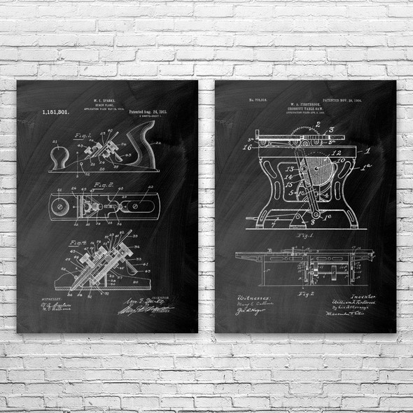 Woodworking Patent Wall Art Set of 2