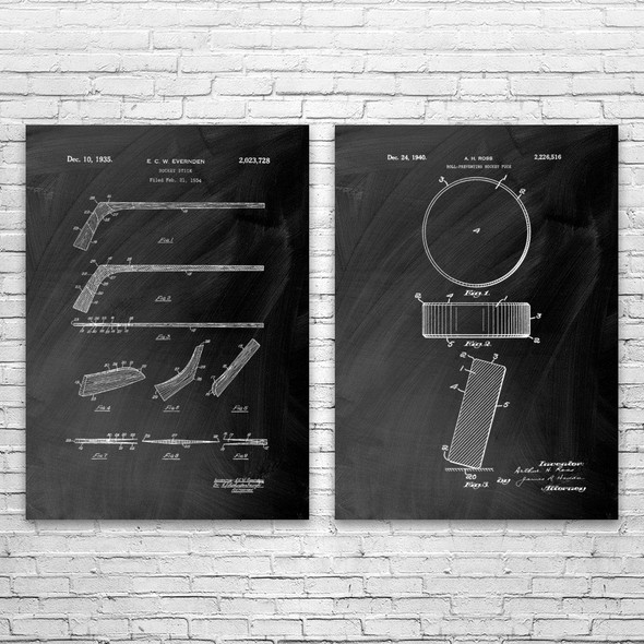 Hockey Patent Wall Art Set of 2