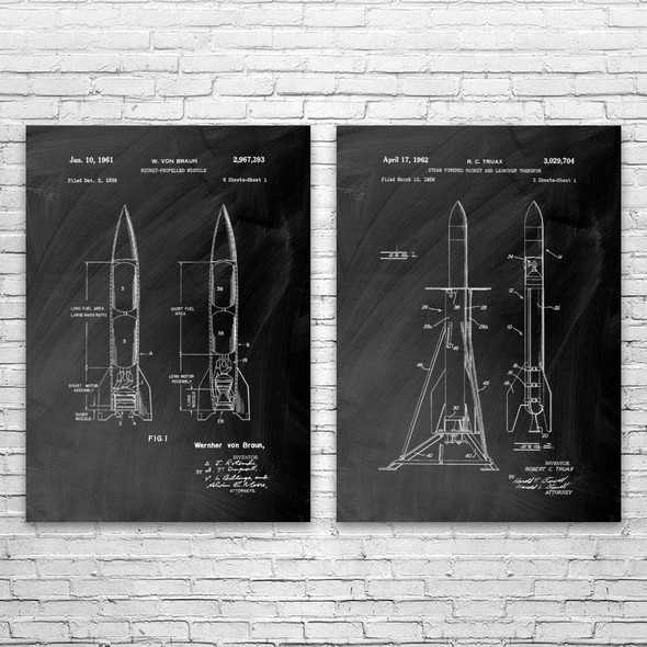 Rocket Patent Wall Art Set of 2