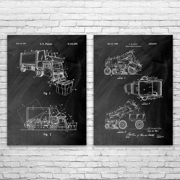 Sanitation Patent Wall Art Set of 2