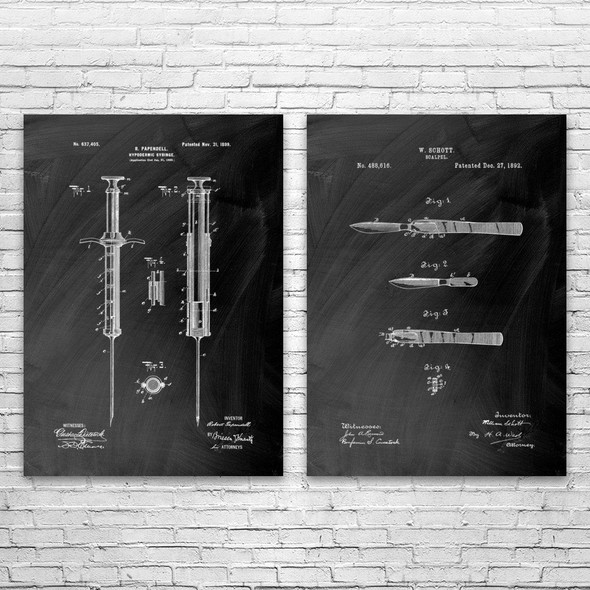 Surgery Patent Wall Art Set of 2 Surgery Patent Wall Art Set of 2