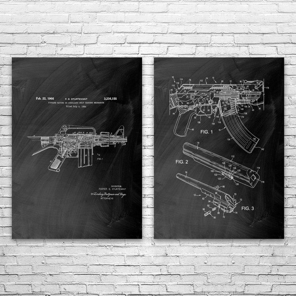 Combat Rifle Patent Wall Art Set of 2