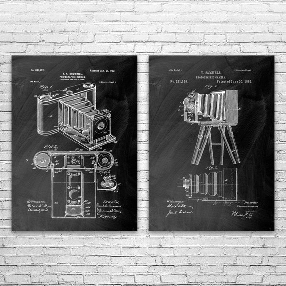 Old School Camera Patent Wall Art Set of 2