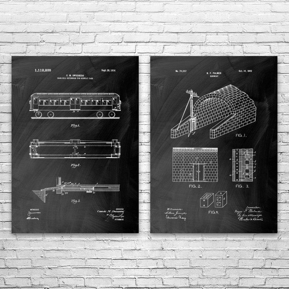 Subway Patent Wall Art Set of 2