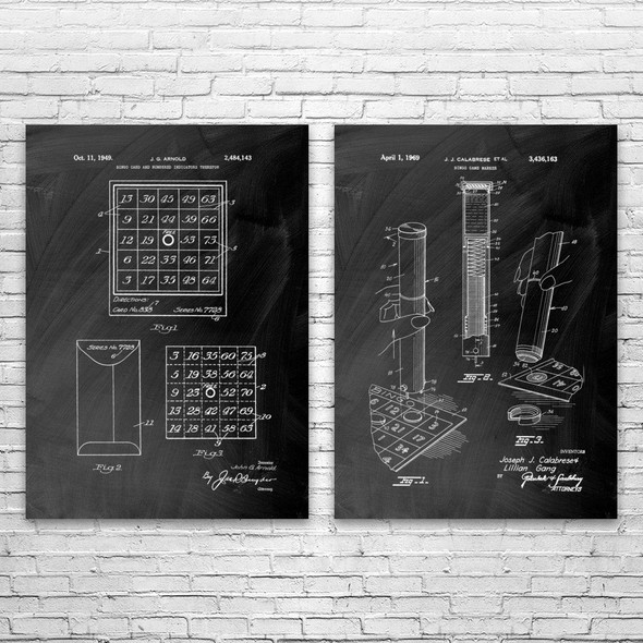 Bingo Patent Wall Art Set of 2