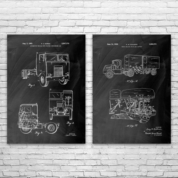 Trucking Patent Wall Art Set of 2