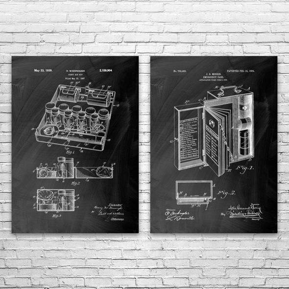 First Aid Patent Wall Art Set of 2 First Aid Patent Wall Art Set of 2