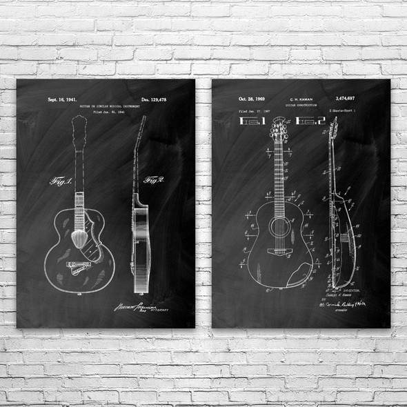 Guitar Patent Wall Art Set of 2
