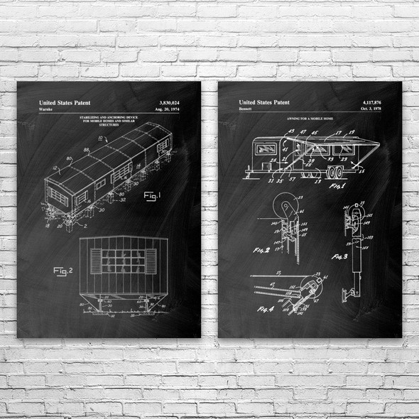 Mobile Home Patent Wall Art Set of 2 Mobile Home Patent Wall Art Set of 2
