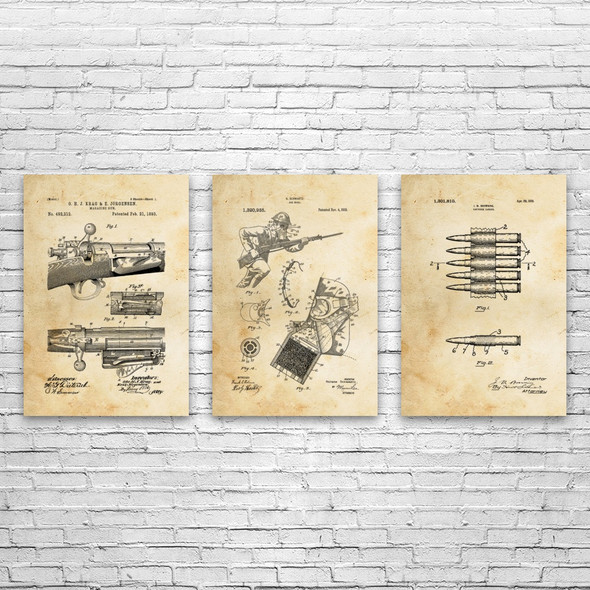 WW1 Patent Wall Art Set of 3
