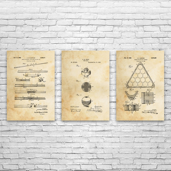 Pool Patent Wall Art Set of 3