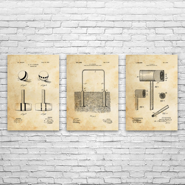 Croquet Patent Wall Art Set of 3 Croquet Patent Wall Art Set of 3