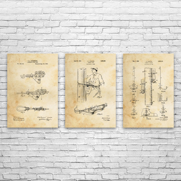 Lineman Patent Wall Art Set of 3 Lineman Patent Wall Art Set of 3