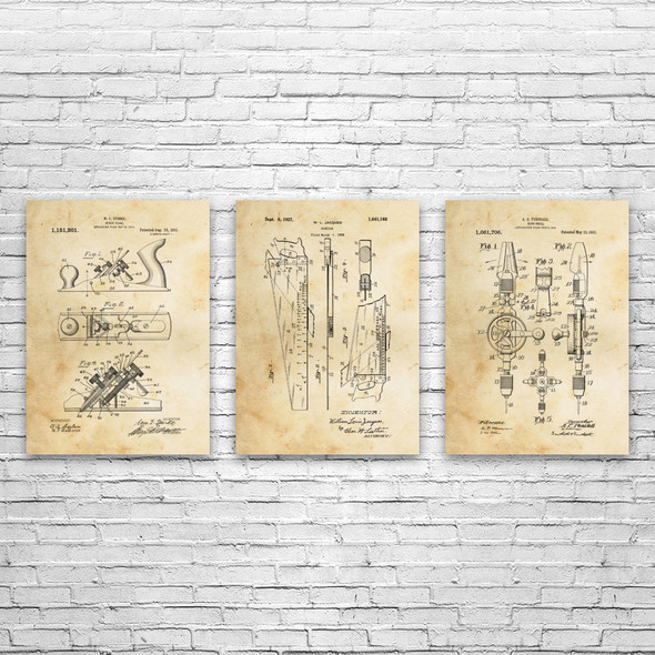 Woodworking Patent Wall Art Set of 3