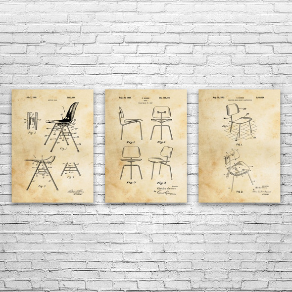 Chair Patent Wall Art Set of 3